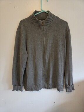 American Living Gray Full-Zip Sweater Jacket — XL